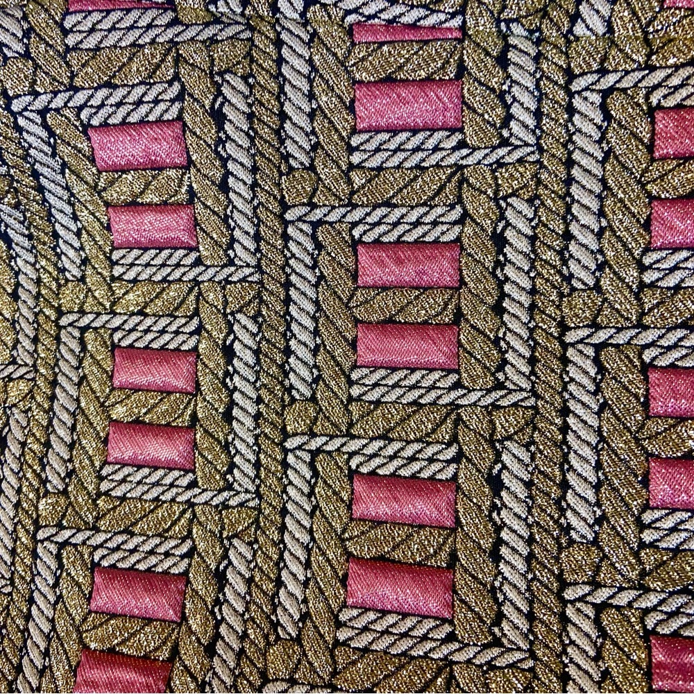 NWT - Cynthia’s Rowley Gold/ Pink Brocade Size 8 Flare Back Zip Pant - Picture 3 of 4